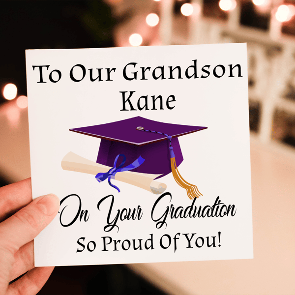 Congratulations Grandson Graduation Card, Your Graduating Card, Personalised 