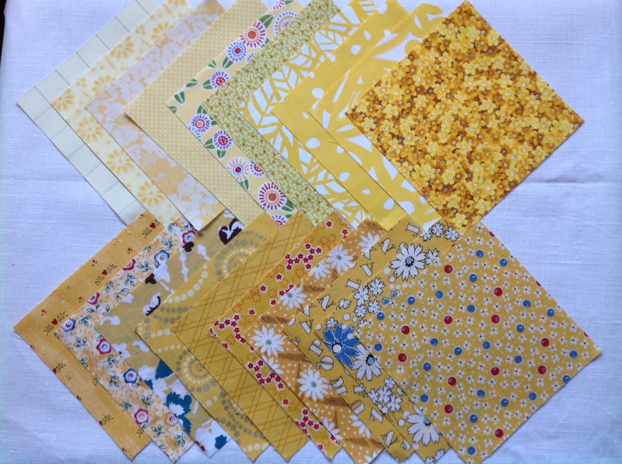 20 x 5" Yellow charm squares for patchwork