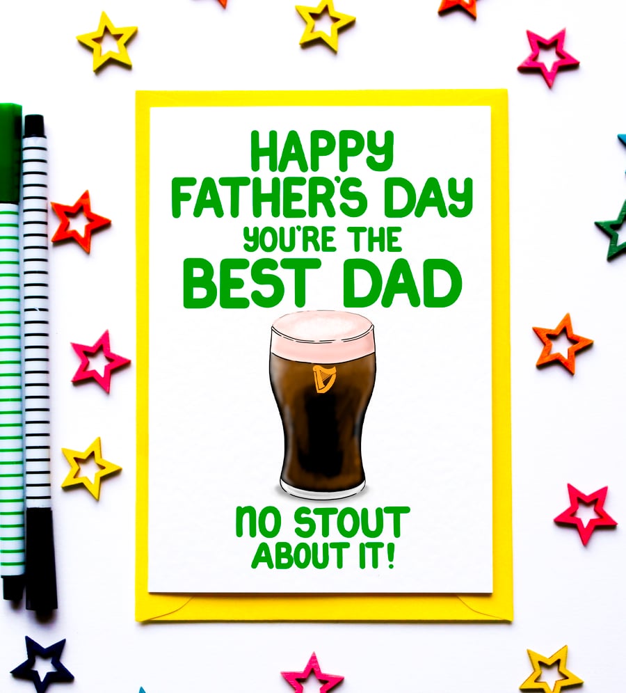 Funny Fathers Day Card for Dad, Guinness Beer Father's Day Joke Card