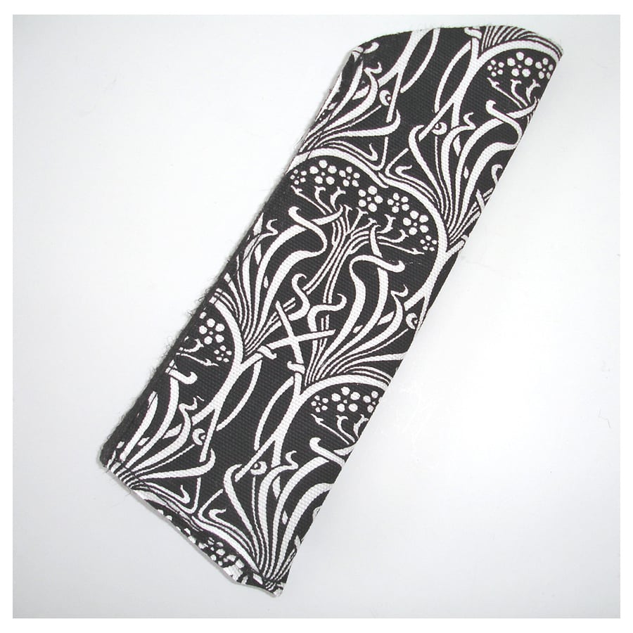 Glasses Case Sleeve Art Nouveau Soft Black and White Ianthe Floral Monochrome