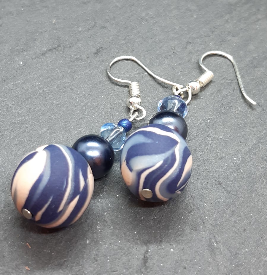 Handmade polymer clay dangly earrings