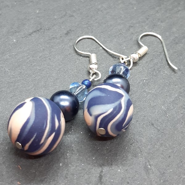 Handmade polymer clay dangly earrings