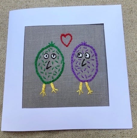 Love embroidered character card.