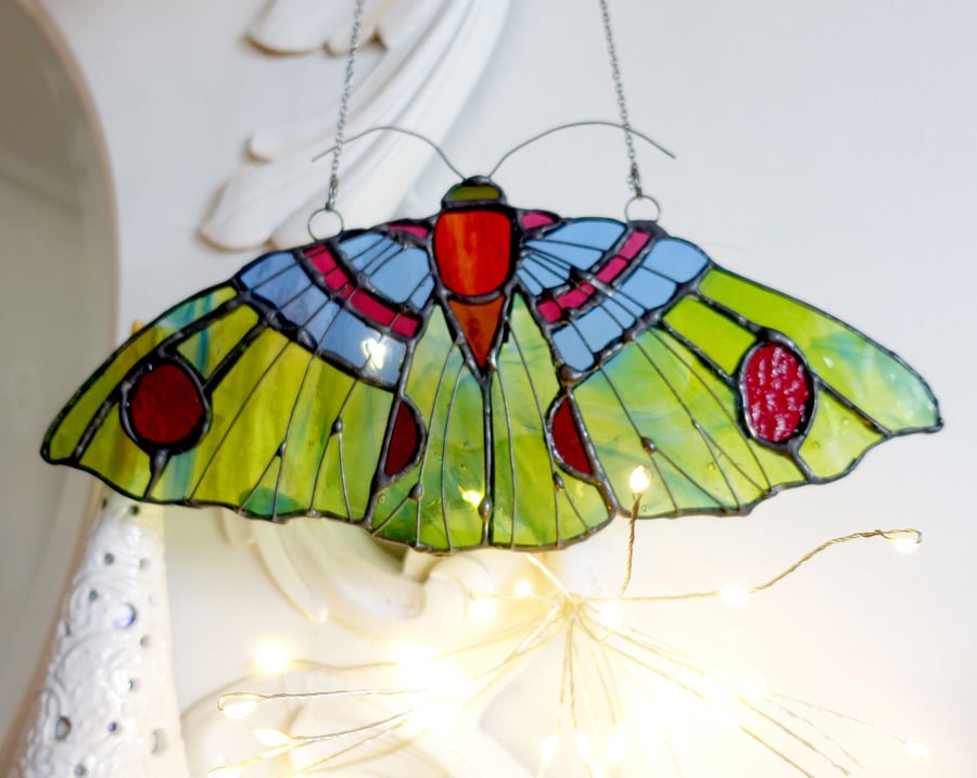 Forest Moth - Stained Glass Art Suncatcher 