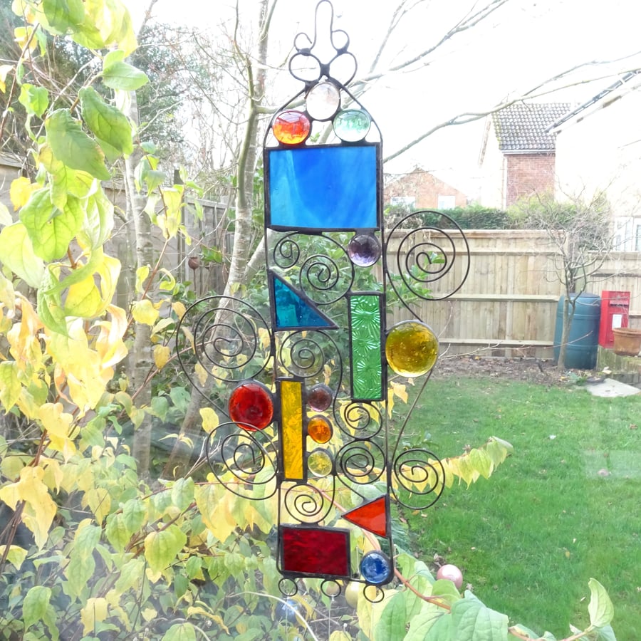 Stained Glass Garden Hanger Suncatcher - Handmade Decoration 