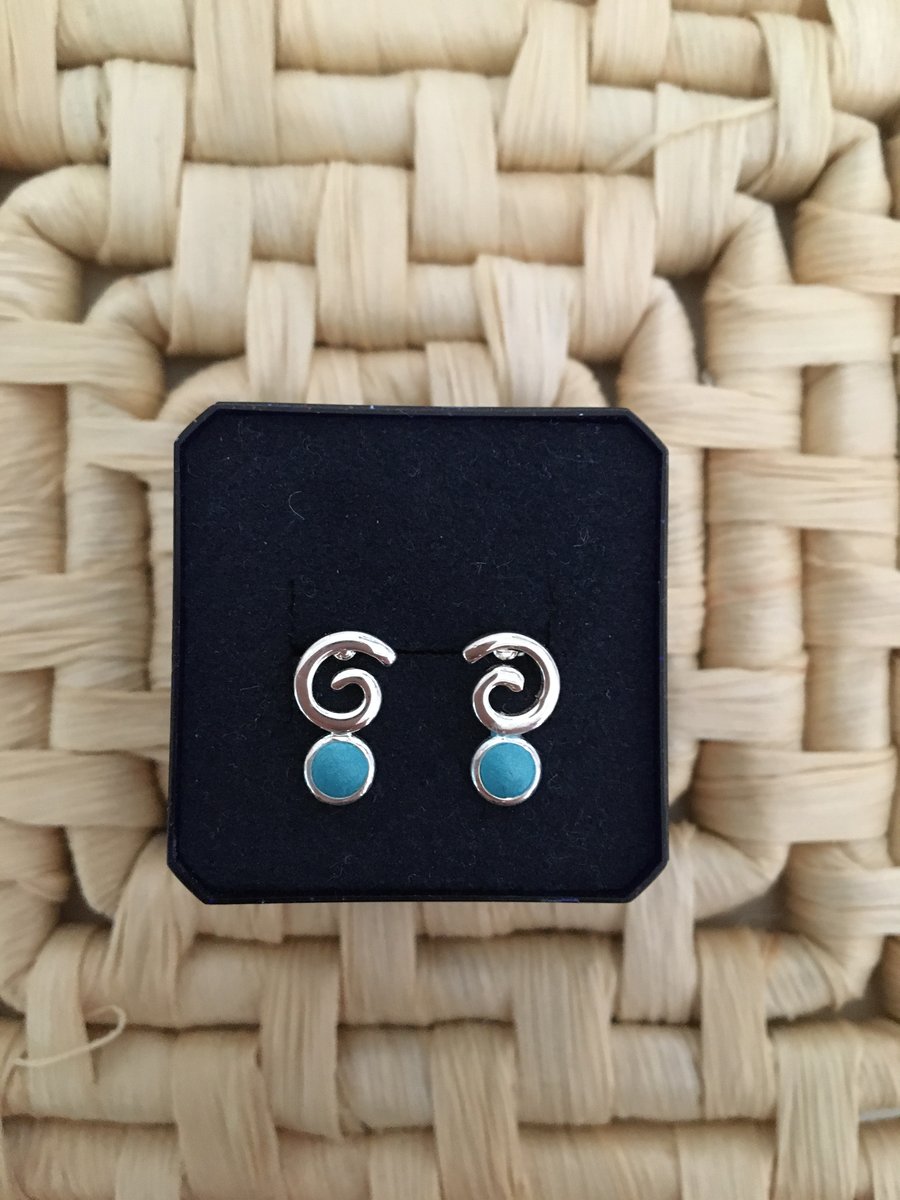 Dainty Swirl Azure Stud Earrings