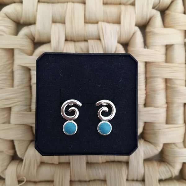 Dainty Swirl Azure Stud Earrings