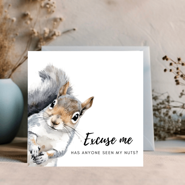 Cute and funny squirrel personalised card