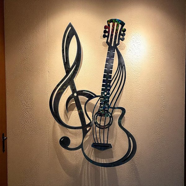 Custom Resin Wall Art - Guitar & Treble Clef Design Made to Order