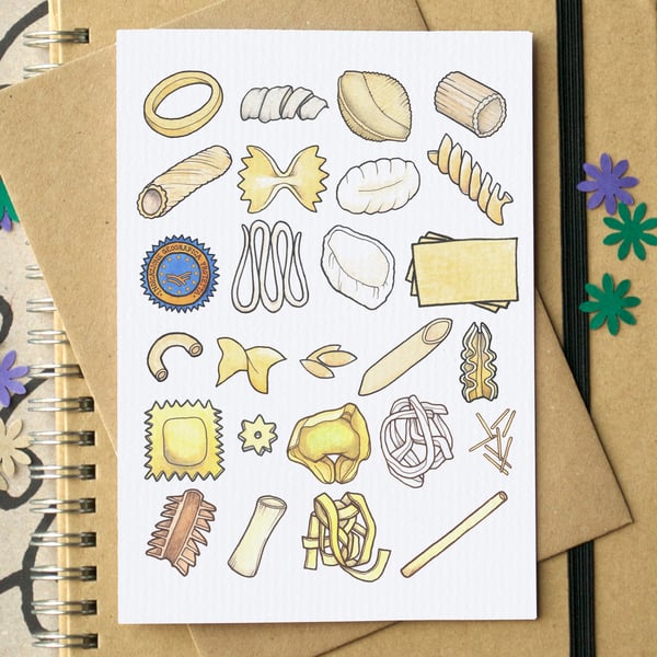 Pasta Alphabet Greetings Card