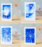 SALE - Pack of 4 Christmas cards from Cyanotype images, Shop early 2024 - Image 1