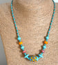 turquoise spot lampwork glass beaded necklace - Image 4