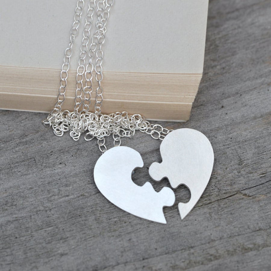 Interlocking Jigsaw Puzzle Heart, Lover's Necklaces