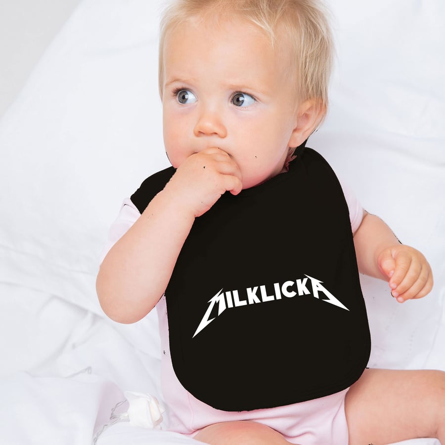 Milklicka Baby Bib, Heavy Metal Baby Gift, Metallica style Baby Bib, Dribble Bib