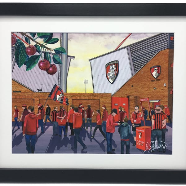 Bournemouth. Framed & Unframed Fine Art Print, Football Club AFC, Stadium Gift