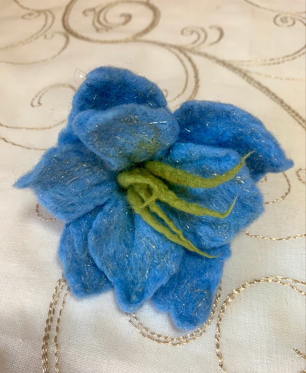 Perfectly Imperfect Blue Lily Flower Brooch