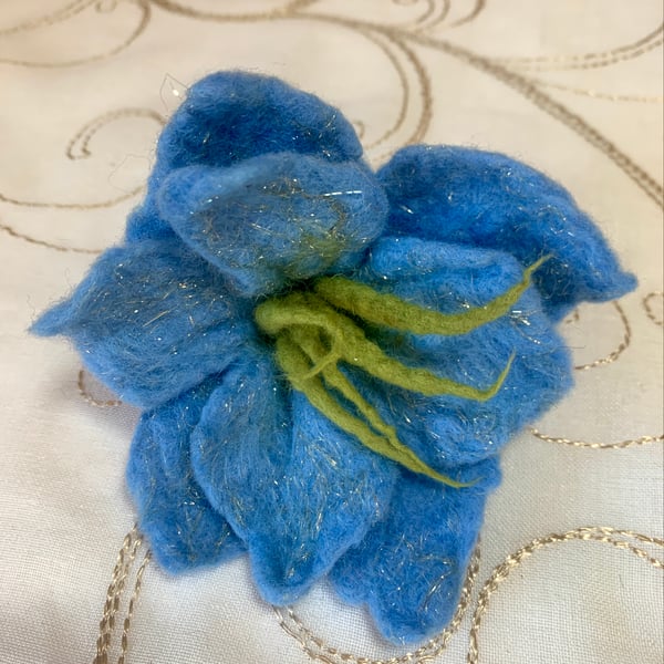 Perfectly Imperfect Blue Lily Flower Brooch