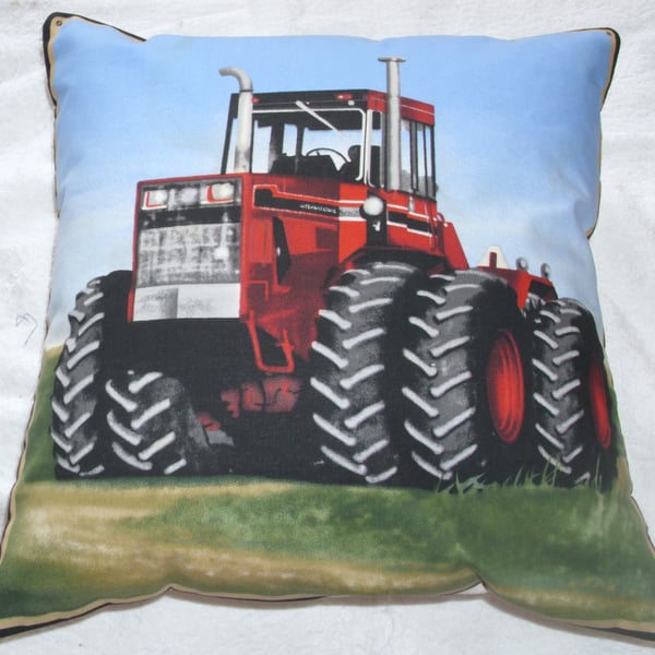 On the Farm Red Tractor in field cushion