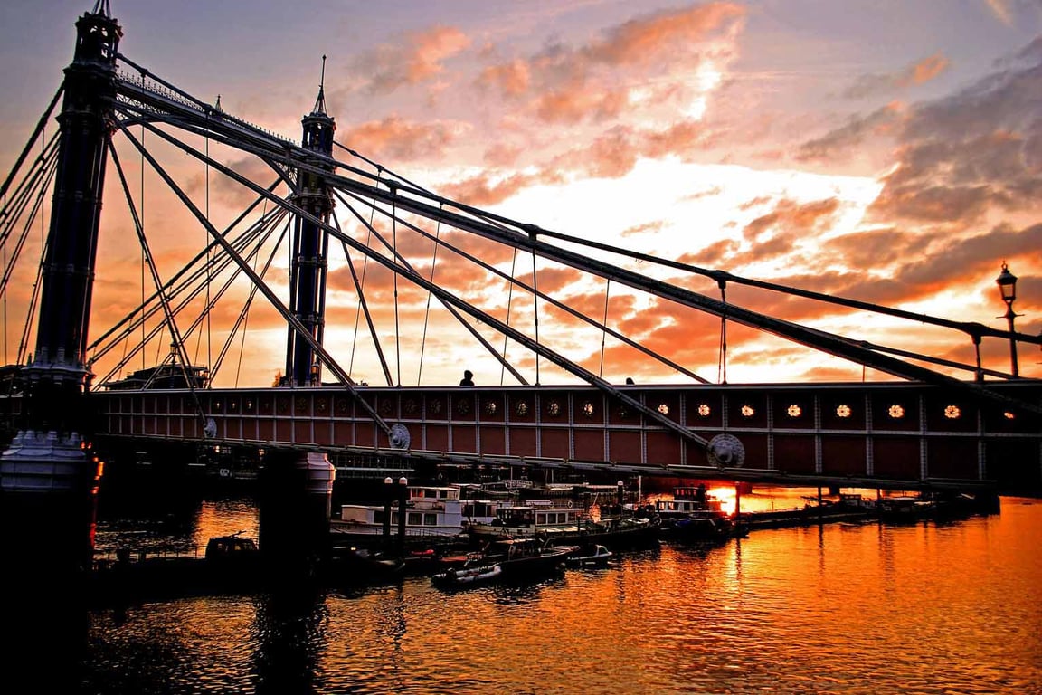 Albert Bridge River Thames London Sunset Photograph Print