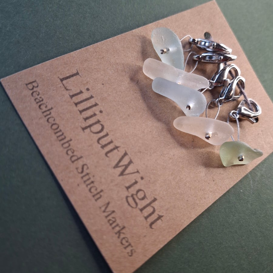 Five sea glass stitch markers for crochet
