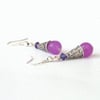 Orchid pink jade earrings with crystals by Swarovski® 