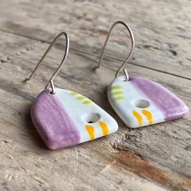 Handmade Ceramic and Silver Drop Earrings