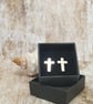 Sterling Silver 925 Unisex Cross Stud Earrings - Image 6