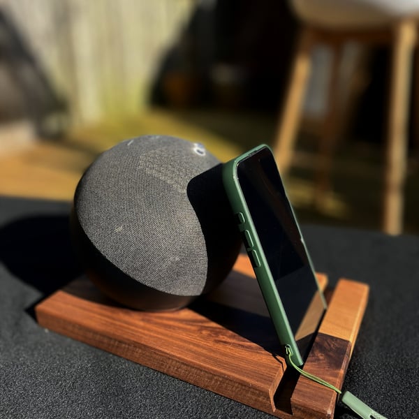 Amazon Echo Stand – Walnut & Cherry Speaker & Phone Stand – No.4