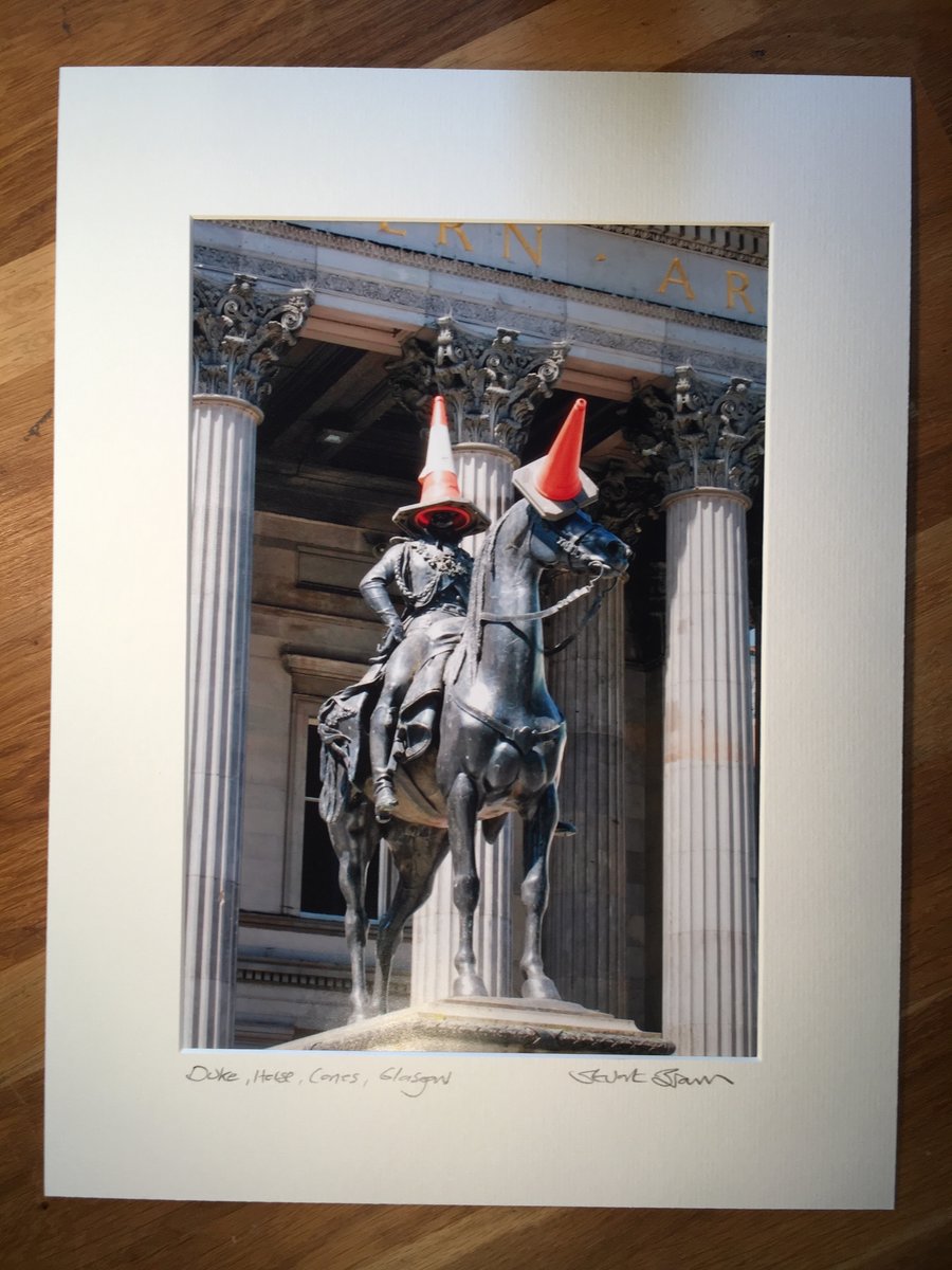 Duke, Horse, Cones, Glasgow mounted print FREE DELIVERY