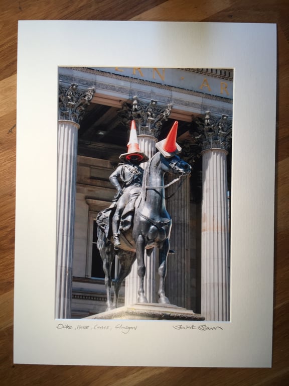 Duke, Horse, Cones, Glasgow mounted print FREE DELIVERY