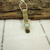 Larimar Pendant Necklace, Brass and Sterling Silver Pendant, Pale Blue Gemstone