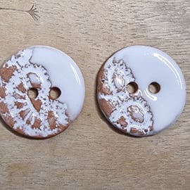 Set of two Handmade Ceramic Buttons 