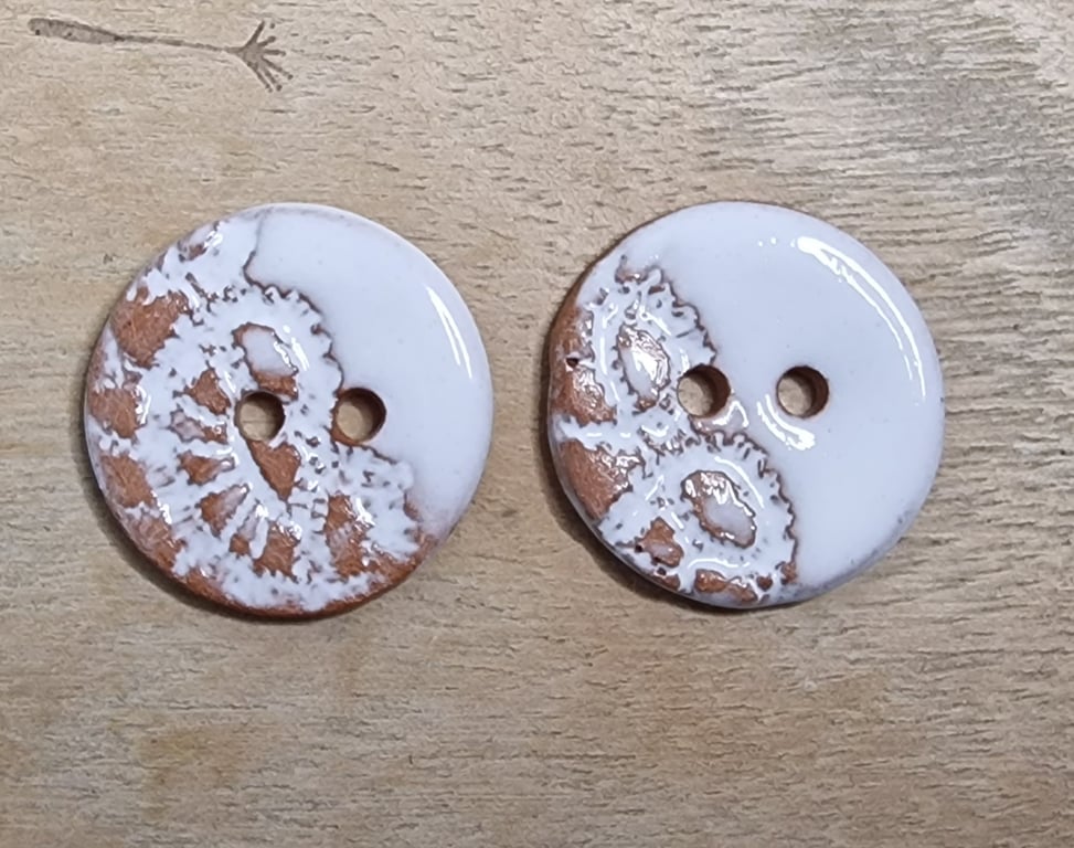 Set of two Handmade Ceramic Buttons 