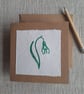Linoprinted snowdrop greetings card