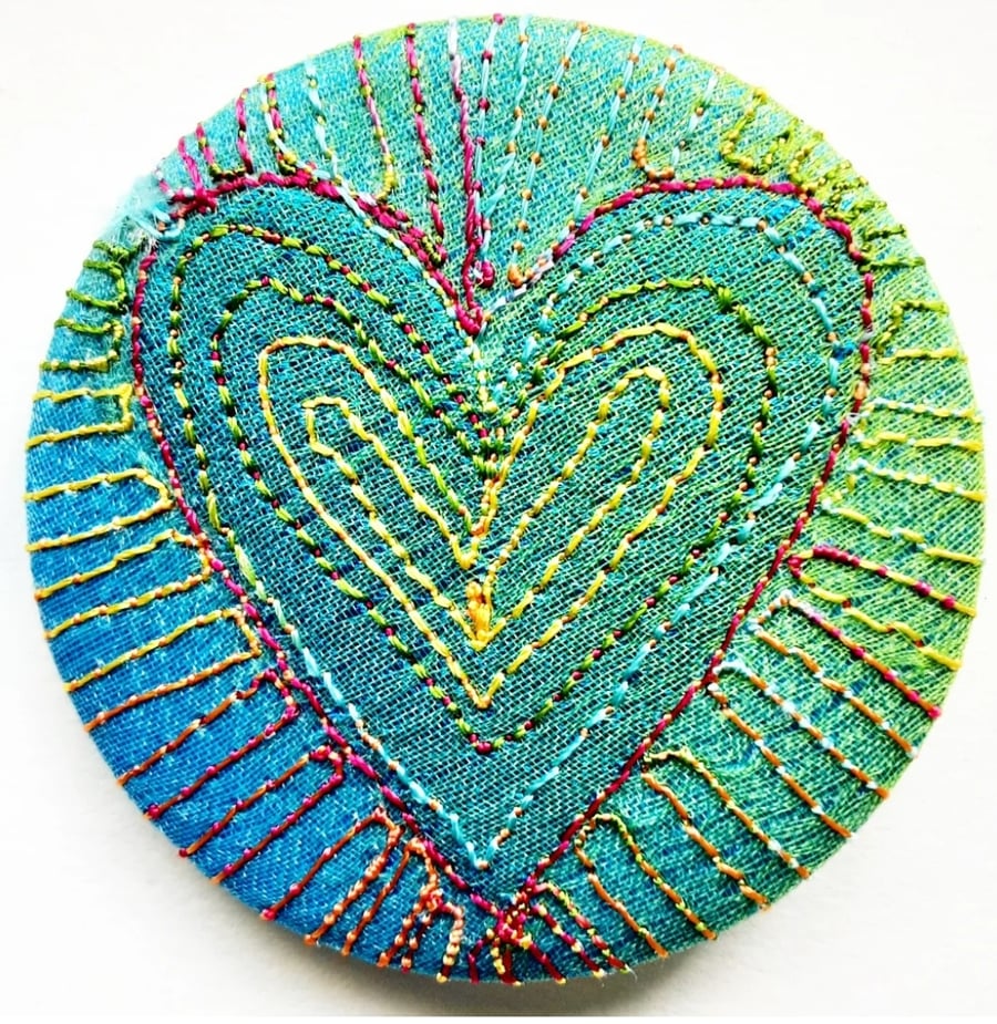 45mm Multicoloured Heart Textile Badge 
