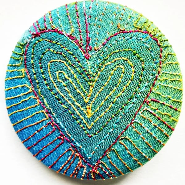 45mm Multicoloured Heart Textile Badge 