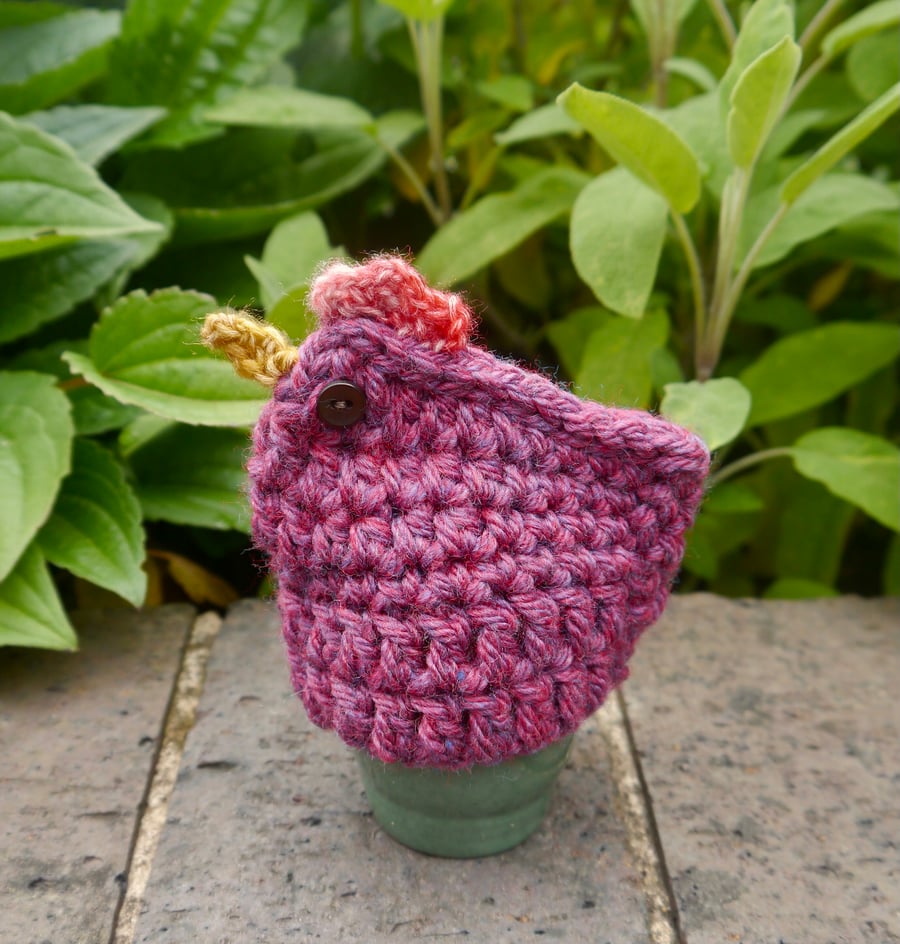 Magenta Chicken Egg Cosy, Crochet Hen Egg Cozy