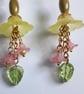 Dangly Lemon & Pink Lucite Flower Earrings - Image 2