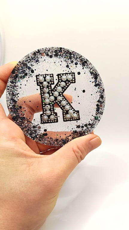 Personalized Letter Resin Coaster: Custom Handmade Made To Order- Coffee Table D