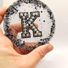 Personalized Letter Resin Coaster: Custom Handmade Made To Order- Coffee Table D