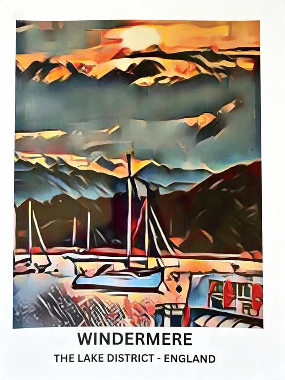 Windermere Lake District Art Print - A4
