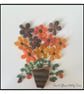 Handmade Sea Glass Flower Bouquet - Framed 8x8 Orange & Purple Autumn Floral Art