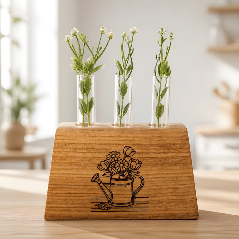 Antique cherry wood flower cuttings display 