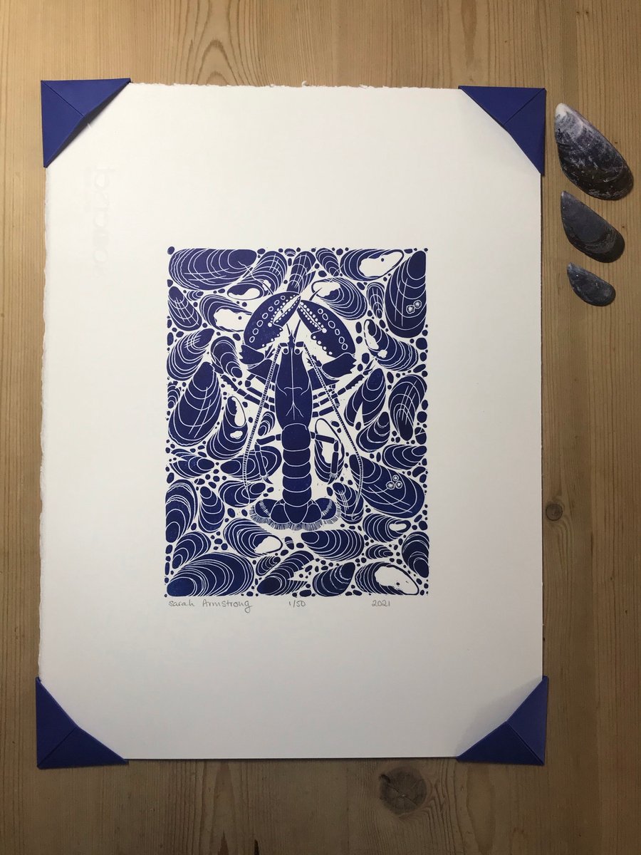 Limited Edition Cornish Lobster Lino Print