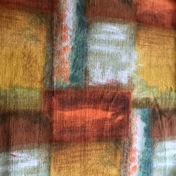 Vintage Barkcloth - Green, Orange, Yellow and White