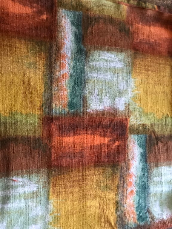 Vintage Barkcloth - Green, Orange, Yellow and White