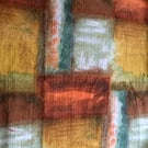 Vintage Barkcloth - Green, Orange, Yellow and White