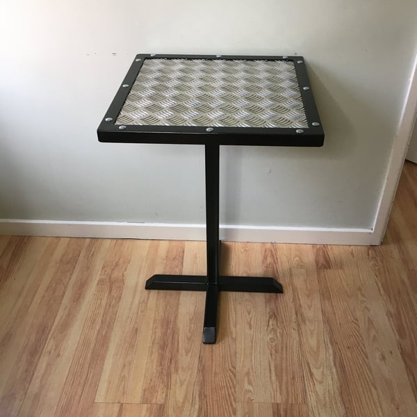 Chequered Bistro Table, Black, Metal, Steel