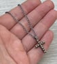 Oxidised sterling silver and 9ct yellow gold cross pendant trace chain necklace - Image 4