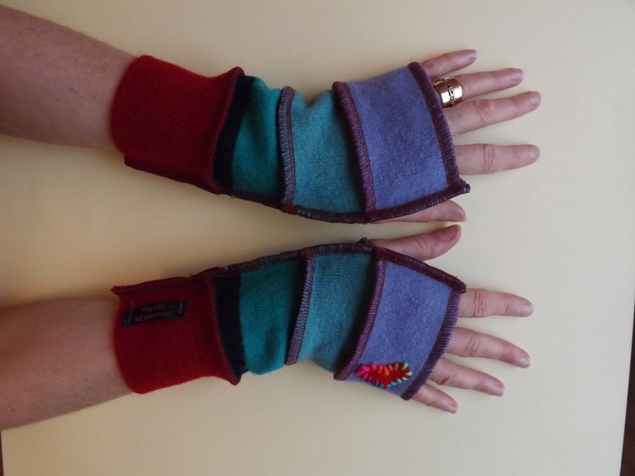 fingerless gloves made from recycled jumpers